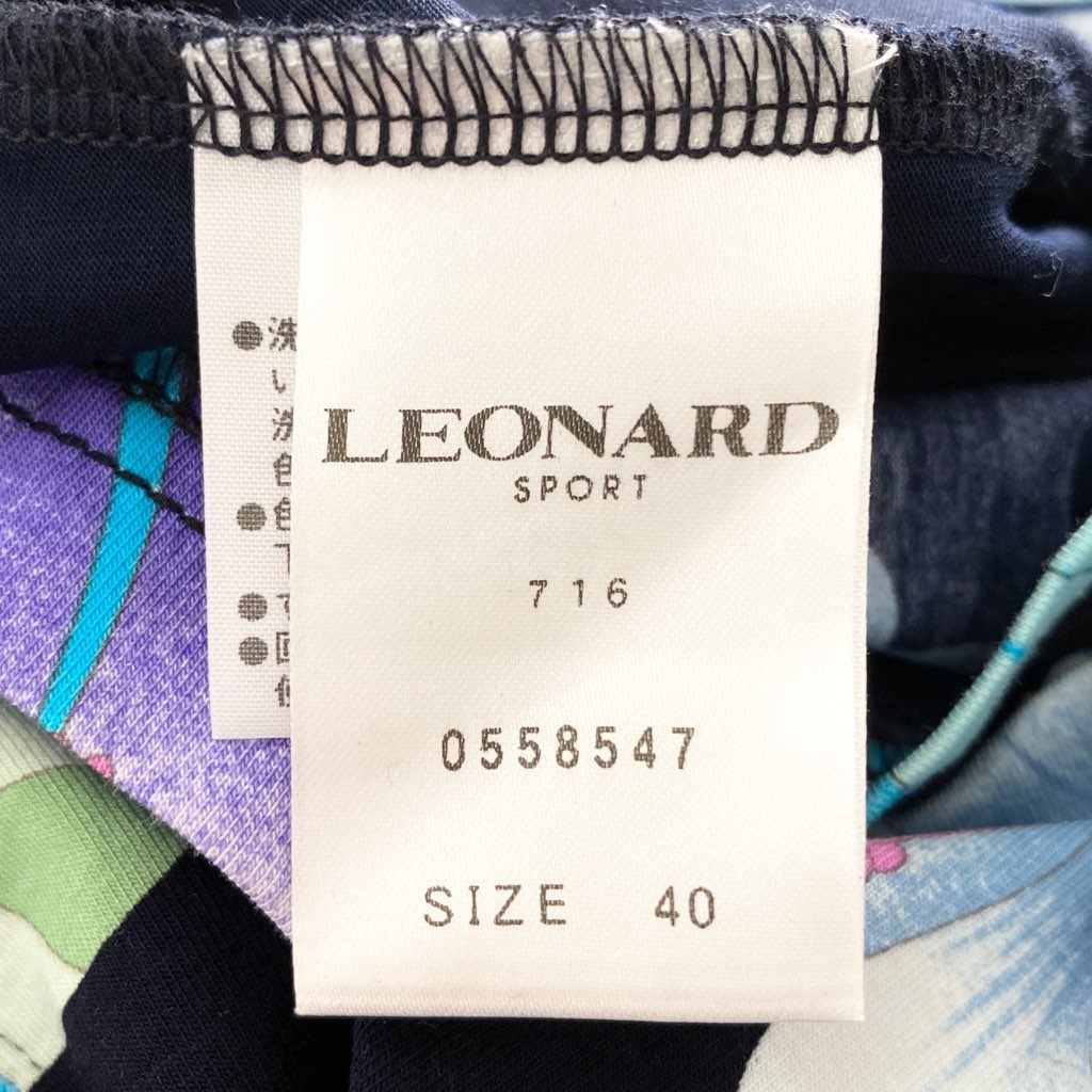 12b5-2 LEONARD レオナール 半袖Tシャツ カットソー 伸縮ストレッチ 美しい花柄プリント 40 マルチカラー レディース