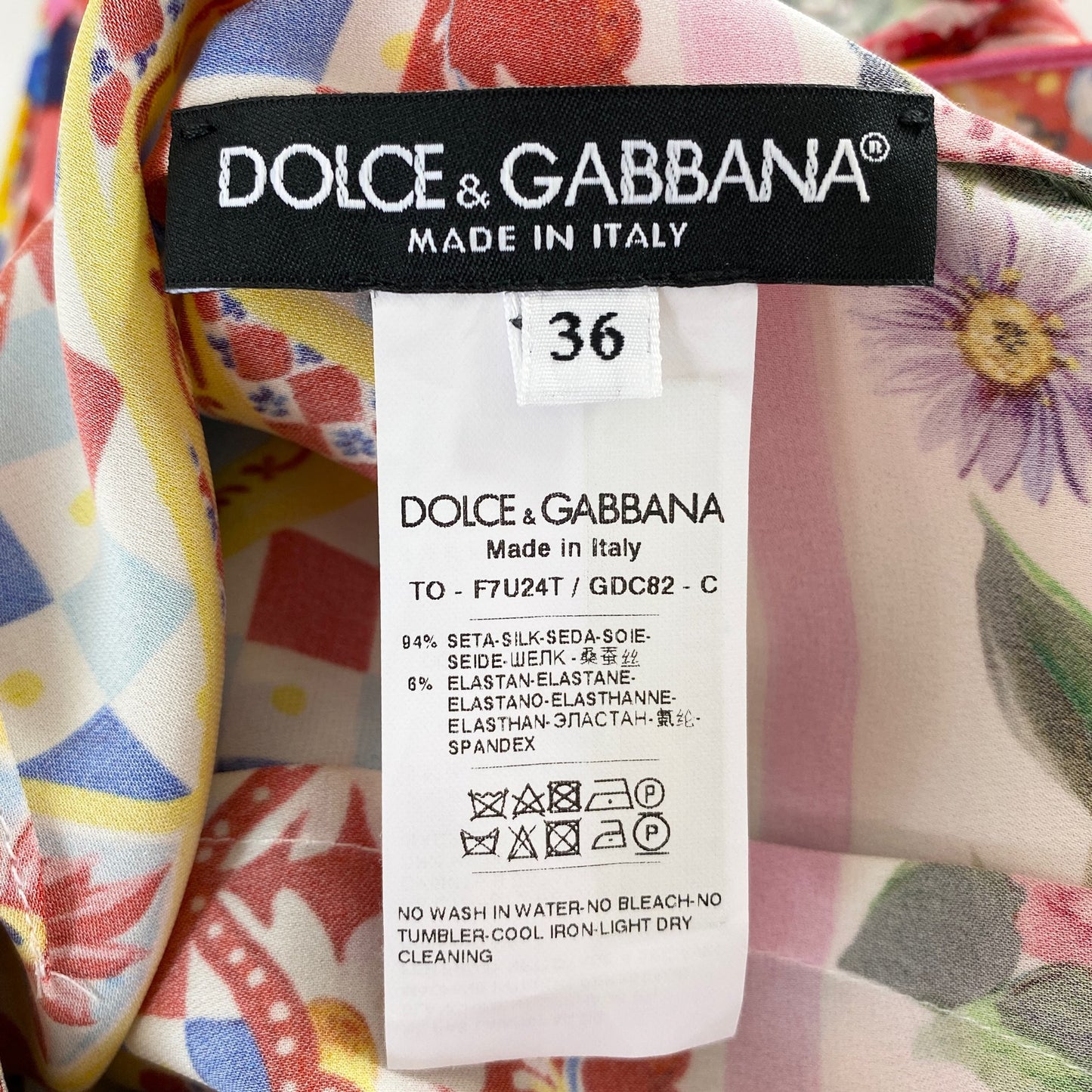 1a31 DOLCE&GABBANA ドルチェアンドガッバーナ ノースリーブブラウス カットソー 36 マルチカラー タンクトップ チュニック イタリア製