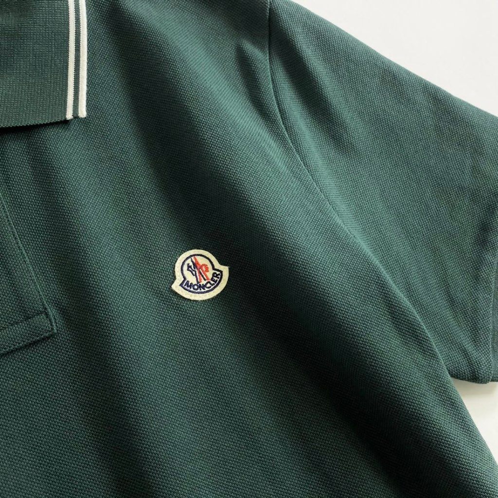 7e19-7 タグ付☆MONCLER モンクレール ロゴワッペンポロシャツ サイズS グリーン MAGLIA POLO MANICA C マリアポロマニカ メンズ 半袖