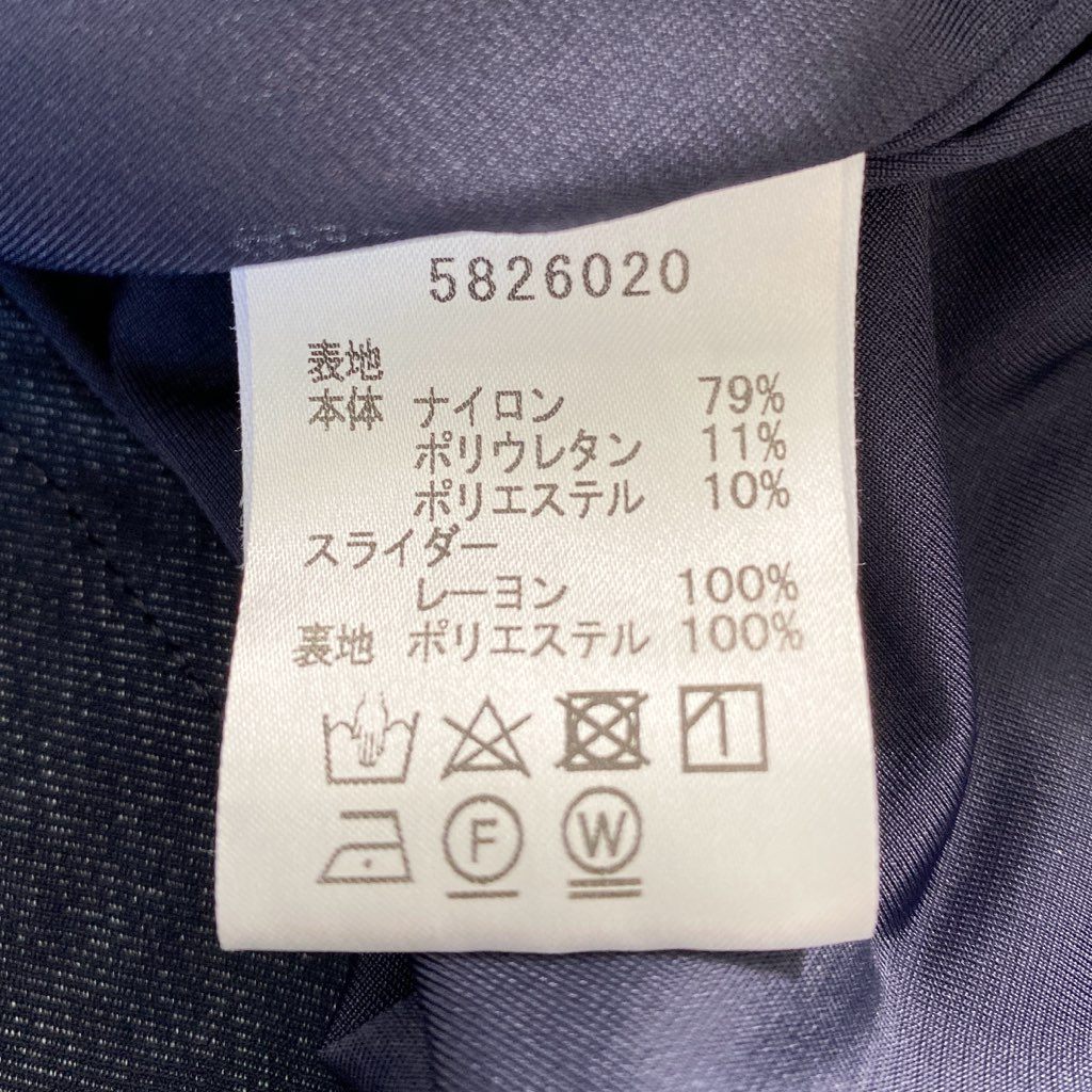 23c11 《美品》 Rene basic ルネ ベーシック バックジップ ストレッチフリルワンピース 36 ネイビー 日本製 伸縮性◎ ドレス