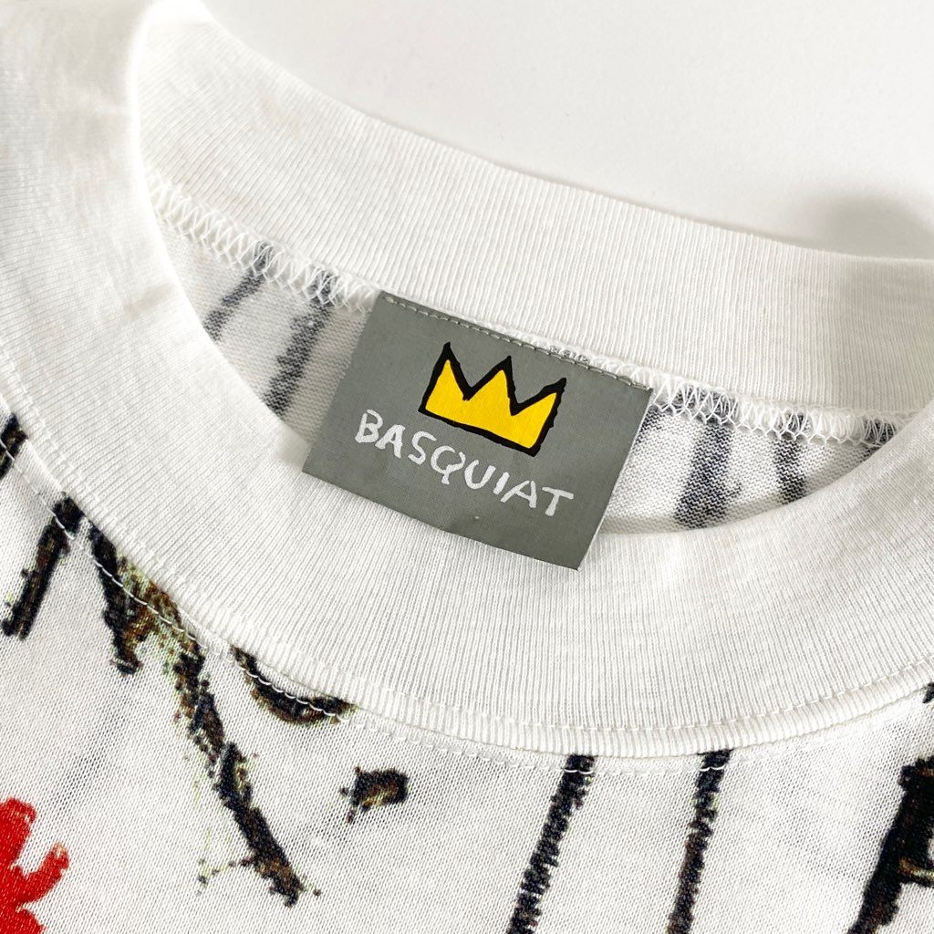 57b13 《美品》 BASQUIAT バスキア 00’s デッドストック 展覧会限定 アートTシャツ ホワイト 日本製 ジャン＝ミシェル バスキア カットソー TEE 絵画