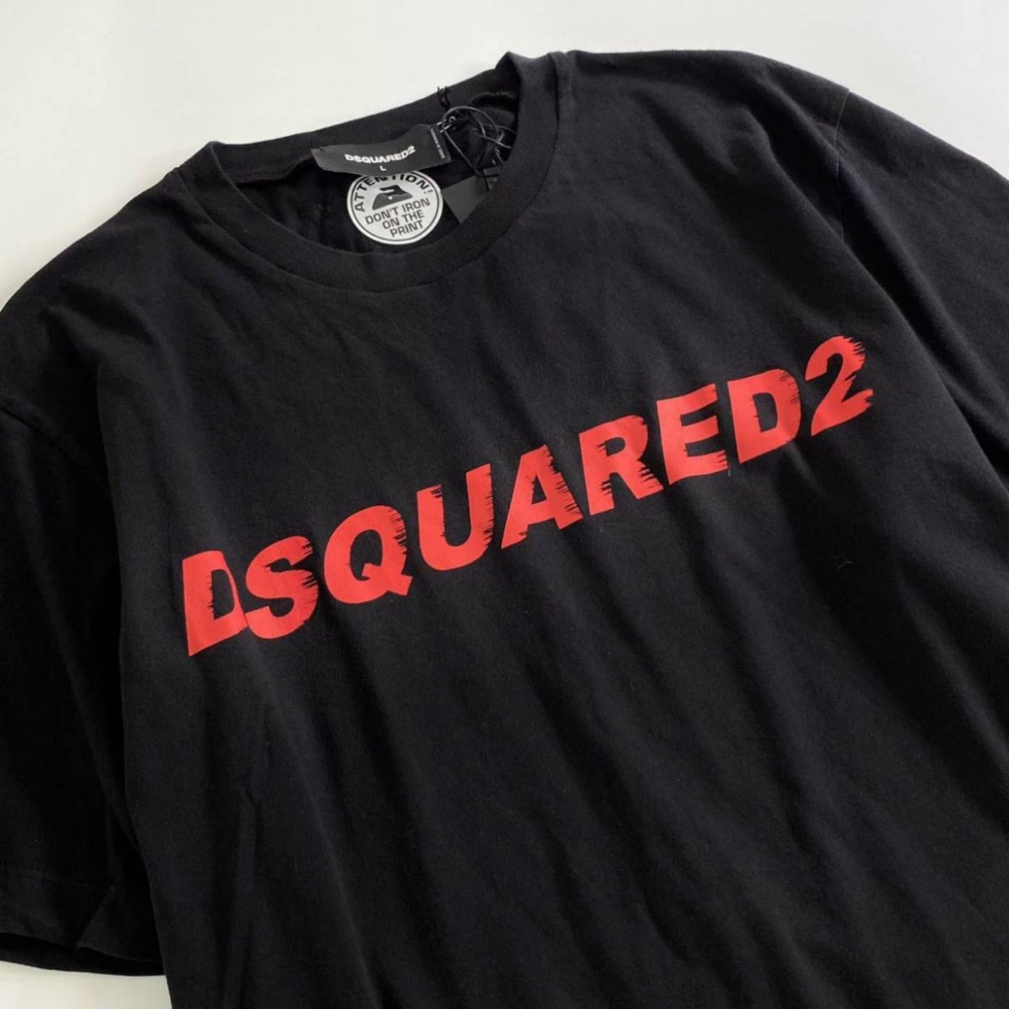 20e31-4 《極美品》 タグ付☆DSQUARED2 ディースクエアード ロゴプリント Tシャツ サイズL ブラック メンズ logo print tee 半袖 春夏