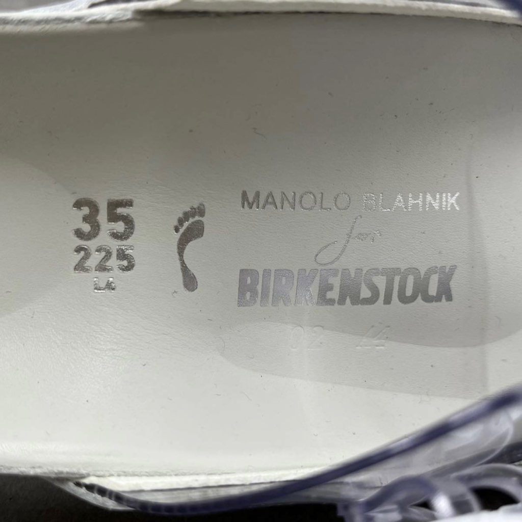 6h4 《未使用》 22SS MANOLO BLAHNIK マノロブラニク BIRKENSTOCK ビルケンシュトック アリゾナ サンダル ホワイト 35 22.5 レディース