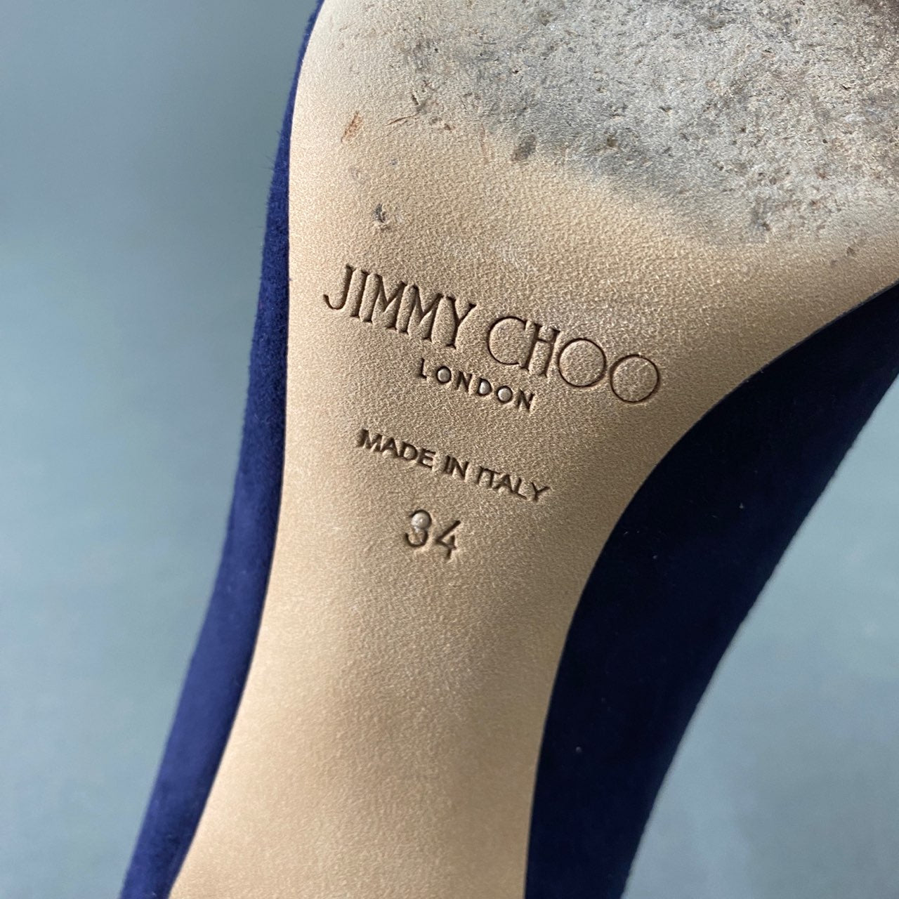 2L9 《美品》 JIMMY CHOO ジミーチュウ ヒールパンプス 34 22cm相当 ネイビー ハイヒール ピンヒール スエード