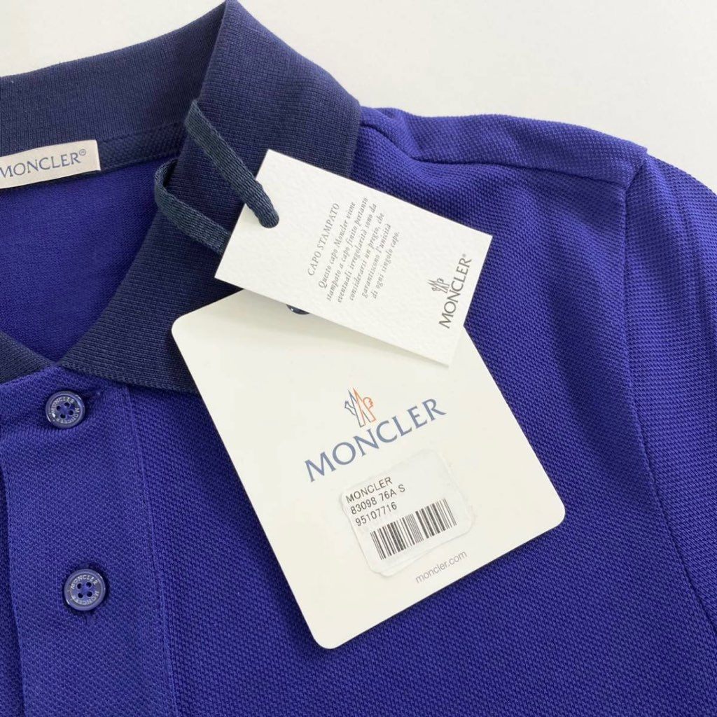 6e19-4 未使用タグ付☆MONCLER モンクレール ロゴワッペンポロシャツ サイズS ネイビー MAGLIA POLO MANICA C マリアポロマニカ メンズ