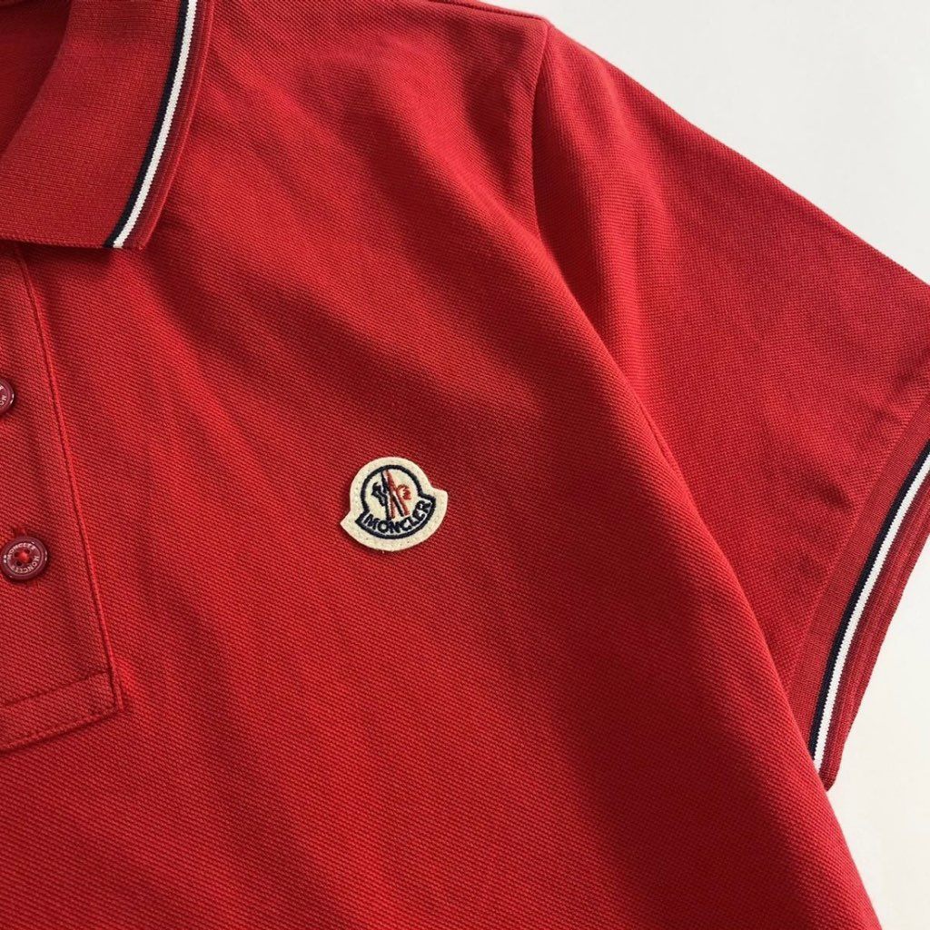 6e19-3 未使用タグ付☆MONCLER モンクレール ロゴワッペンポロシャツ サイズS レッド MAGLIA POLO MANICA C マリアポロマニカ メンズ