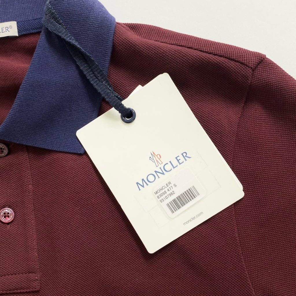 7e19-10 タグ付 MONCLER モンクレール ロゴワッペンポロシャツ サイズS ボルドー MAGLIA POLO MANICA マリアポロマニカ メンズ 半袖 春夏