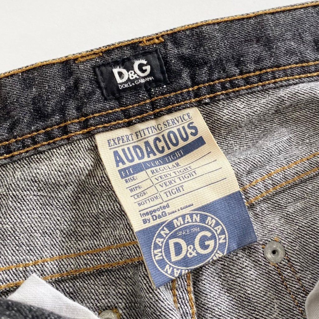 40g7 《タグ付》 DOLCE&GABBANA ドルチェアンドガッバーナ ヴィンテージ加工 ブラックデニムパンツ ジーンズ 28 ブラック D&G ドルガバ