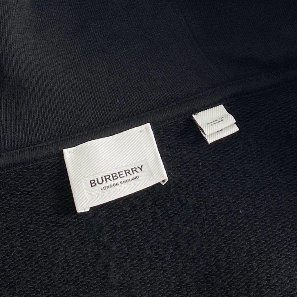 17c2 《美品》 BURBERRY バーバリー Vintage Check Panel Hoodie ノバチェック パーカー M ブラック スウェット