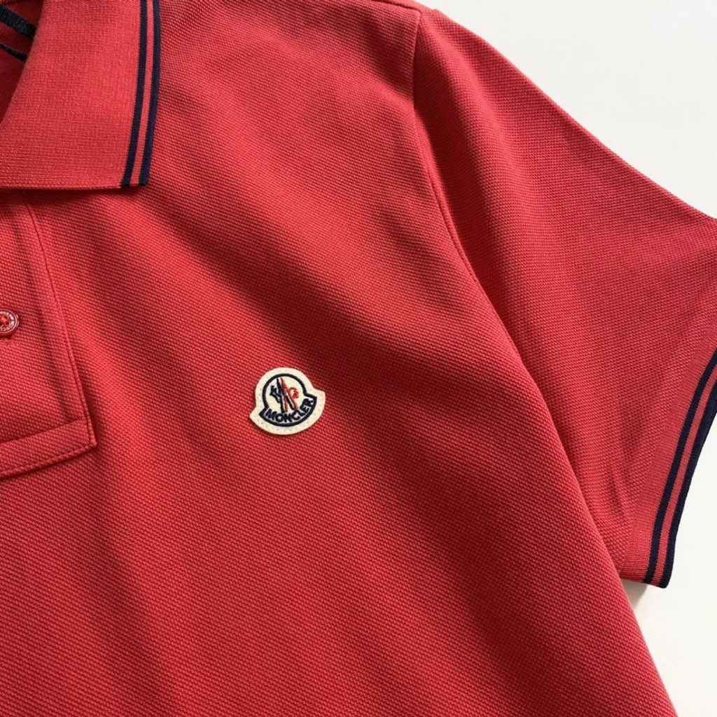 7e19-15 タグ付 MONCLER モンクレール ロゴワッペンポロシャツ サイズS レッド MAGLIA POLO MANICA C マリアポロマニカ メンズ 半袖 春夏