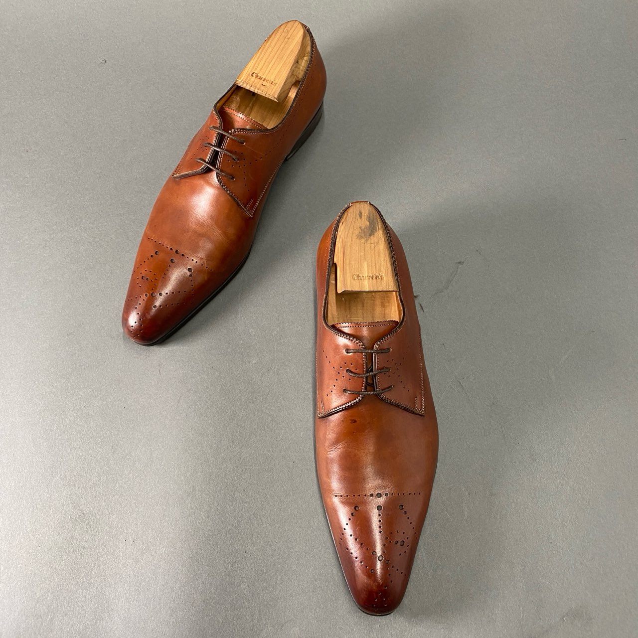 3c1 Santoni サントーニ イタリア製 ドレスシューズ ビジネス フォーマル 革靴 6 1/2 ブラウン レザー MADE IN ITALY