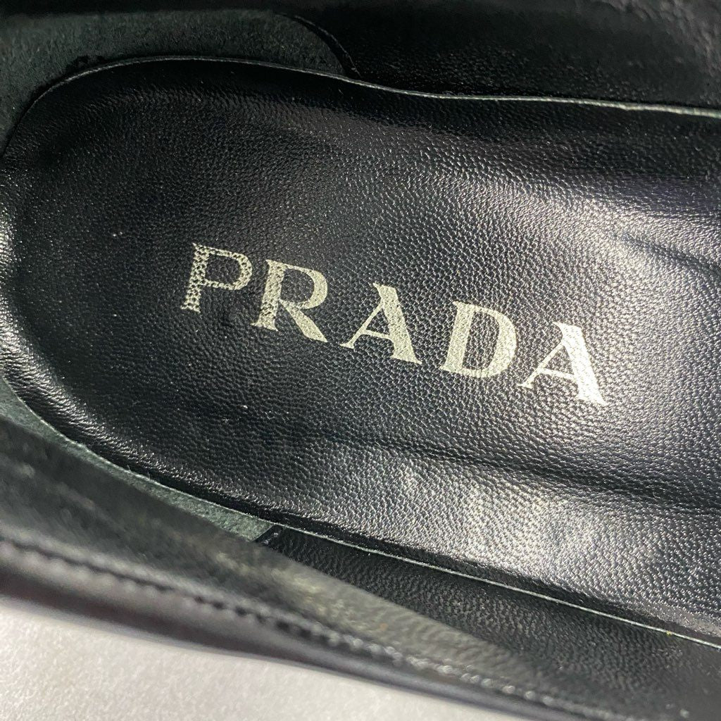 3b24 イタリア製 PRADA プラダ ローファー ビットローファー 37 ブラック パンプス ロゴ シューズ 靴 レディース