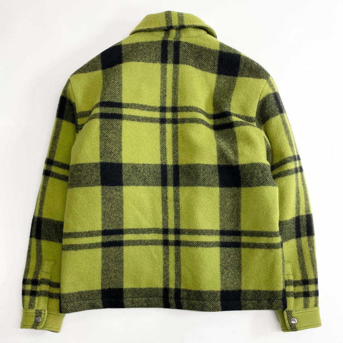 49k13《極美品》STUSSY × WOOLRICH ステューシー ウールリッチ コラボ Plaid Workshirt ウールジャケット ブルゾン USA(S) グリーン