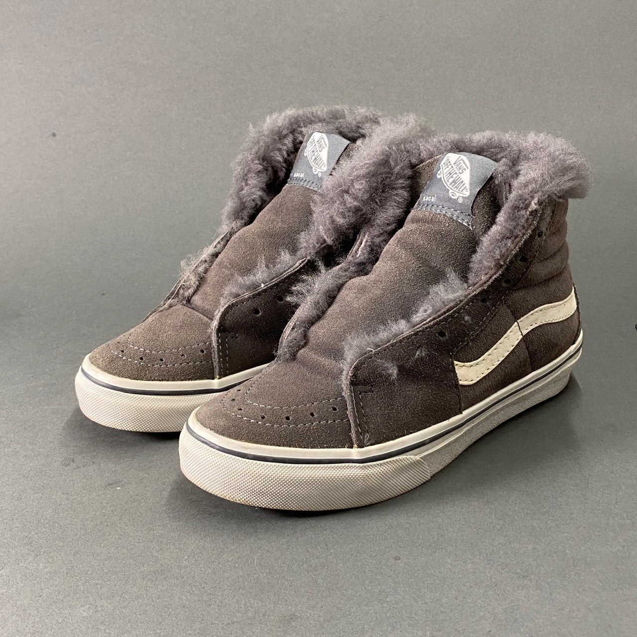 3L10 VANS バンズ × SACAI サカイ ハイカットボアスニーカー 24cm グレー ムートン スウェードレザー シューレースレス