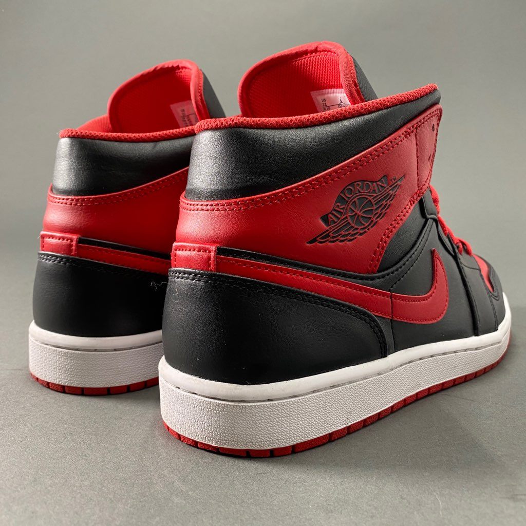 b6 NIKE ナイキ DQ8426-060 Jordan 1 Mid Bred Toe エアジョーダン ハイカットスニーカー シューズ 29cm ブラック レッド