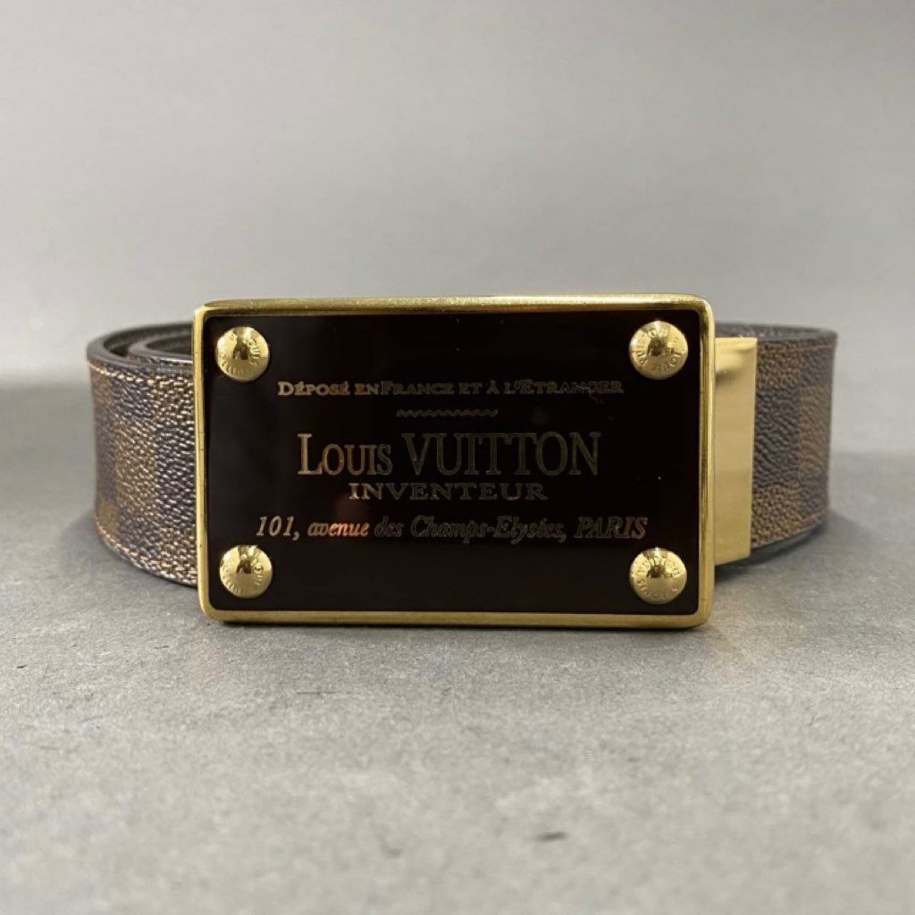 g6 《美品》 LOUIS VUITTON ルイヴィトン サンチュール・アンヴァントゥール ダミエ・エベヌ M9677 レザーベルト 85/34 メンズ 男性用 正規品