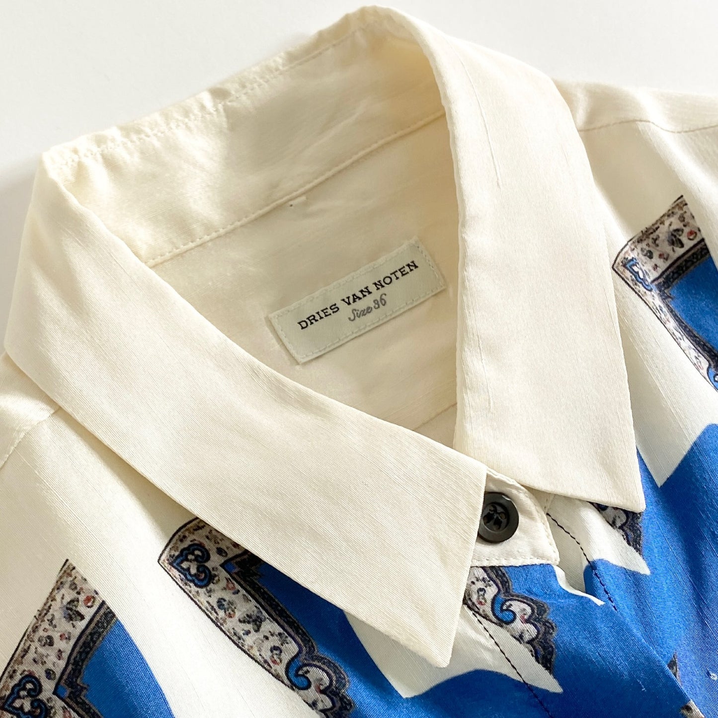 30a28 DRIES VAN NOTEN ドリスヴァンノッテン プリントシルクシャツ 36 ホワイト ドレスシャツ SILK SHIRT