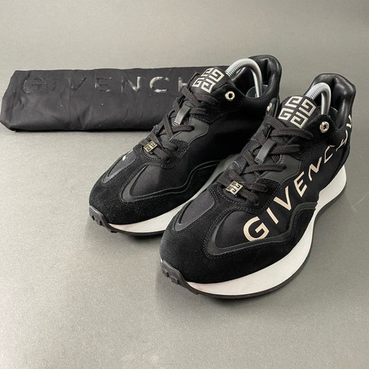 3b29 GIVENCHY ジバンシー 22年モデル GIV Runner sneakers ランナースニーカー 41 ブラック レザー シューズ