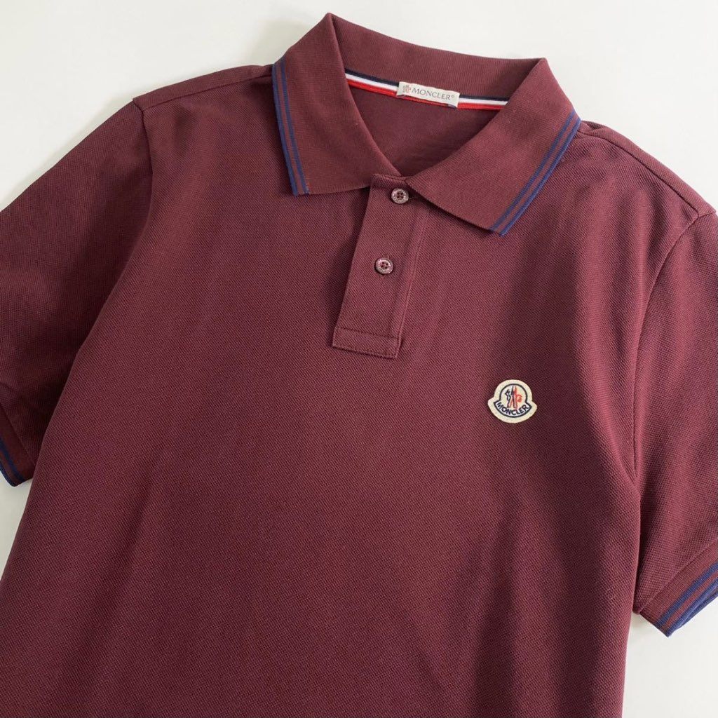 7e19-16 タグ付 MONCLER モンクレール ロゴワッペンポロシャツ サイズS ボルドー MAGLIA POLO MANICA マリアポロマニカ メンズ 半袖 春夏