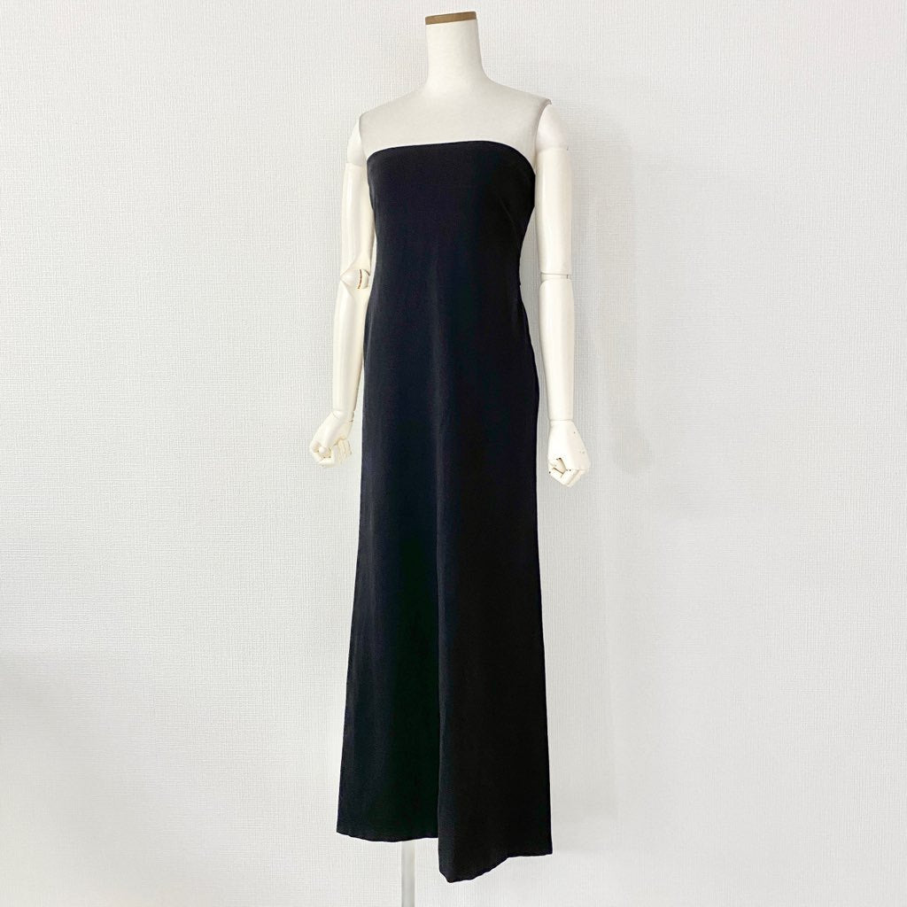 12b7-7 JIL SANDER ジルサンダー チューブトップワンピース ドレス マキシ丈 サイドジップ 36 ブラック ビスコース MADE IN ITALY