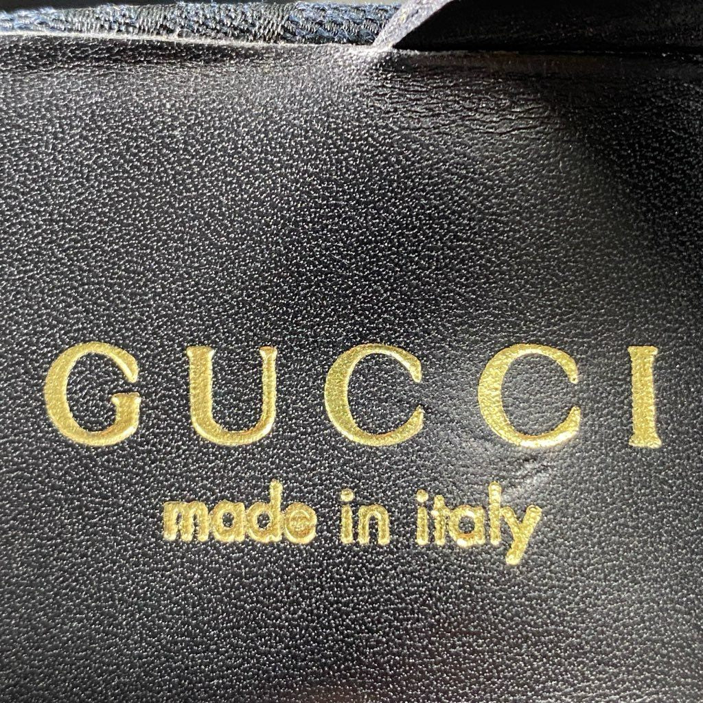 5c6 GUCCI グッチ GGキャンバス ヒールサンダル 35 1/2 C ブラック イタリア製 レザー 厚底