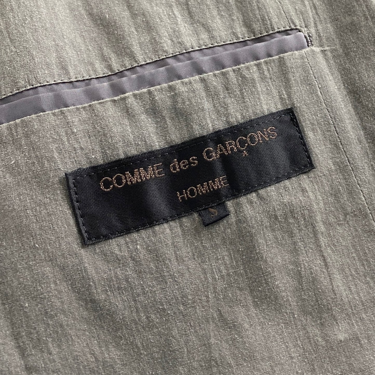 44a21 90s COMME des GARCONS HOMME コムデギャルソンオム 日本製 ヴィンテージ テーラードジャケット ブレザー 切替 Sサイズ グレー コットン100％ MADE IN JAPAN VINTAGE