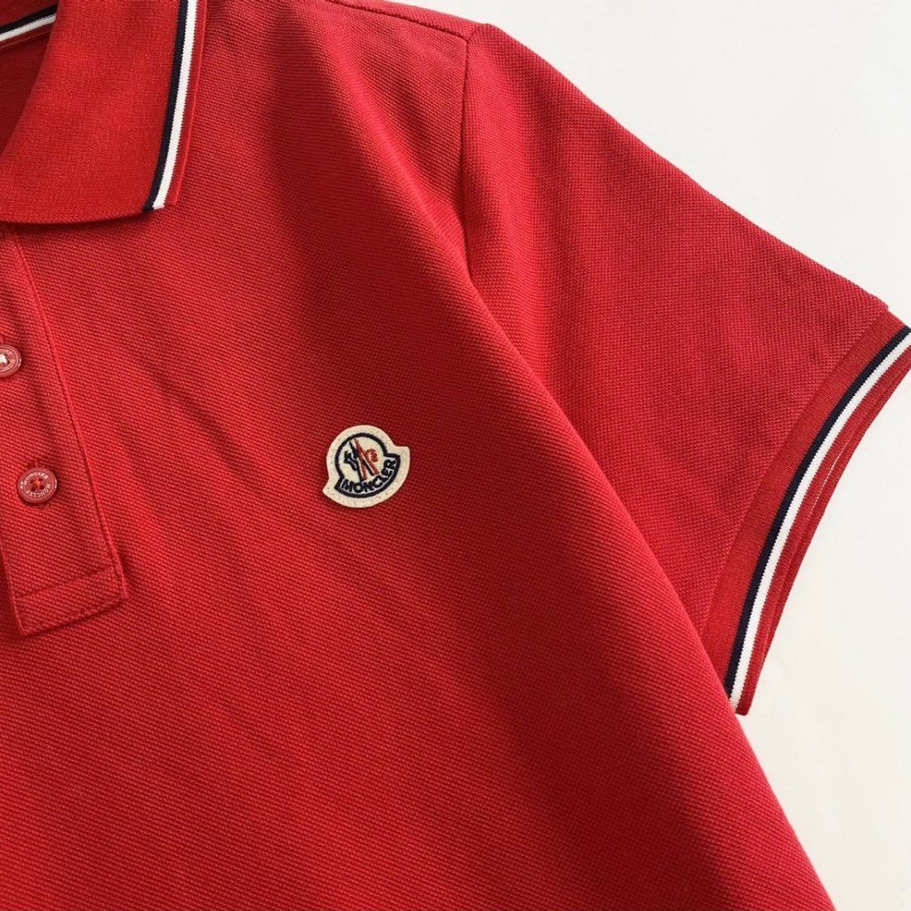 6e19-6 未使用タグ付☆MONCLER モンクレール ロゴワッペンポロシャツ サイズS レッド MAGLIA POLO MANICA C マリアポロマニカ メンズ