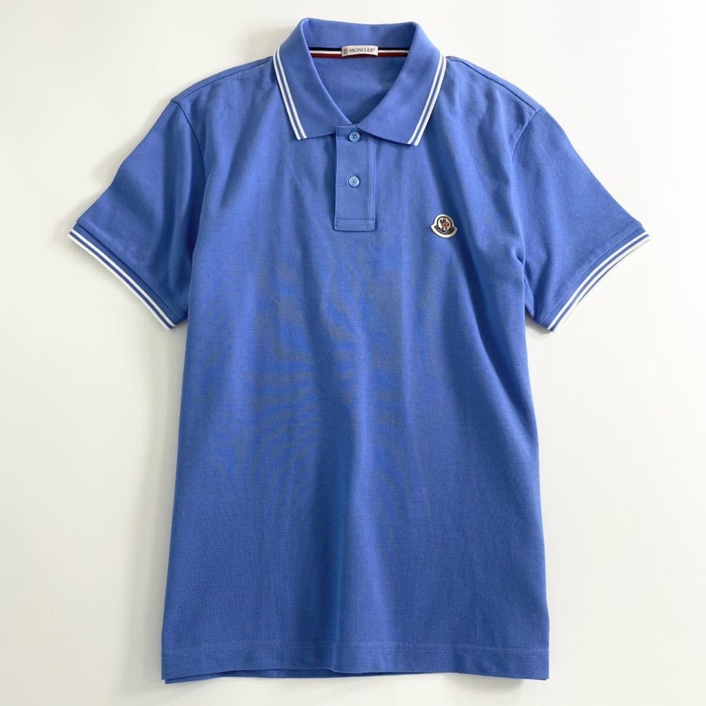 7e19-14 タグ付 MONCLER モンクレール ロゴワッペンポロシャツ サイズS ブルー MAGLIA POLO MANICA C マ –  VALUE STOCK MALL