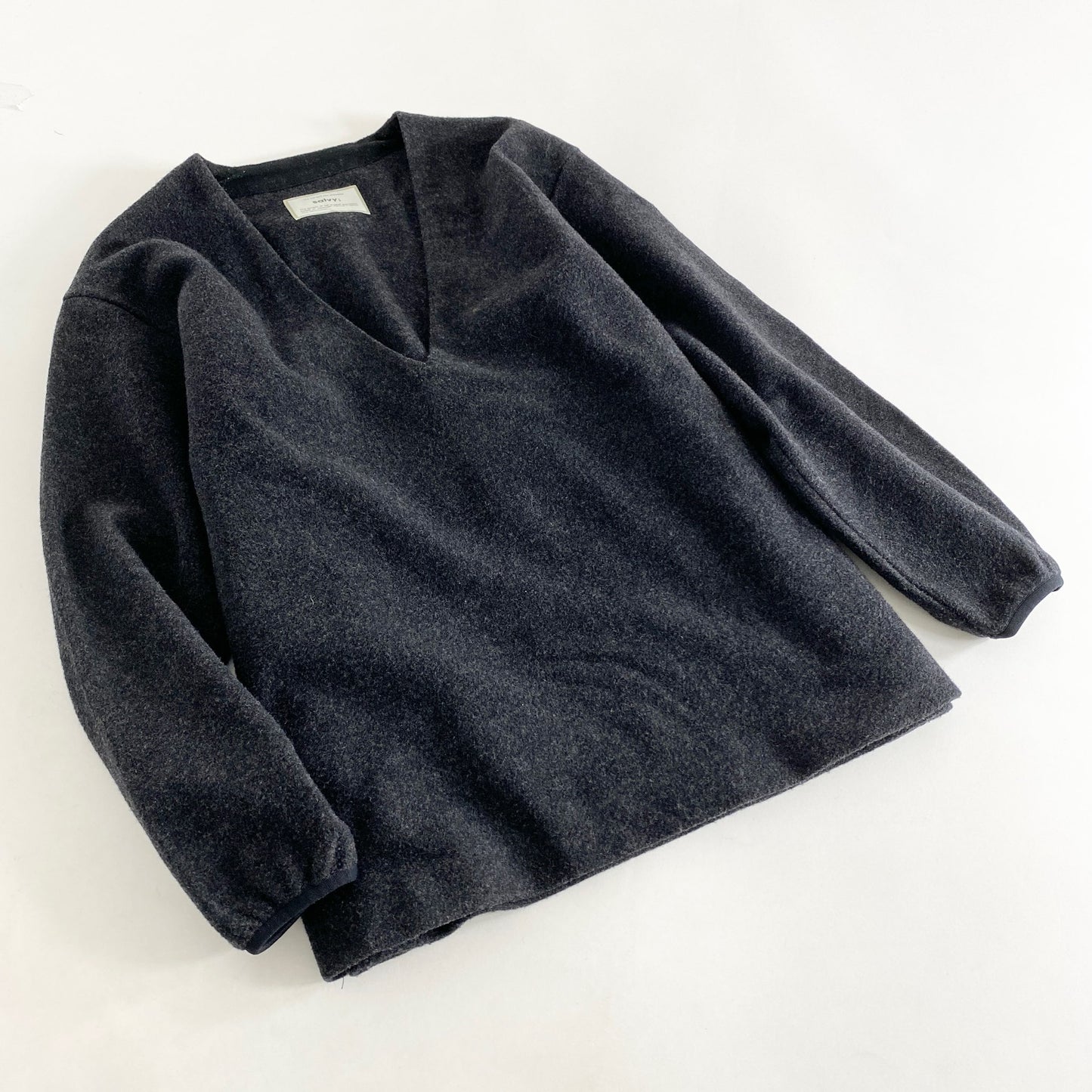 27L14 salvy; サヴィー カシミヤ混 Vネックニットトップ 0 グレー セーター 秋冬 cashmere 長袖 日本製