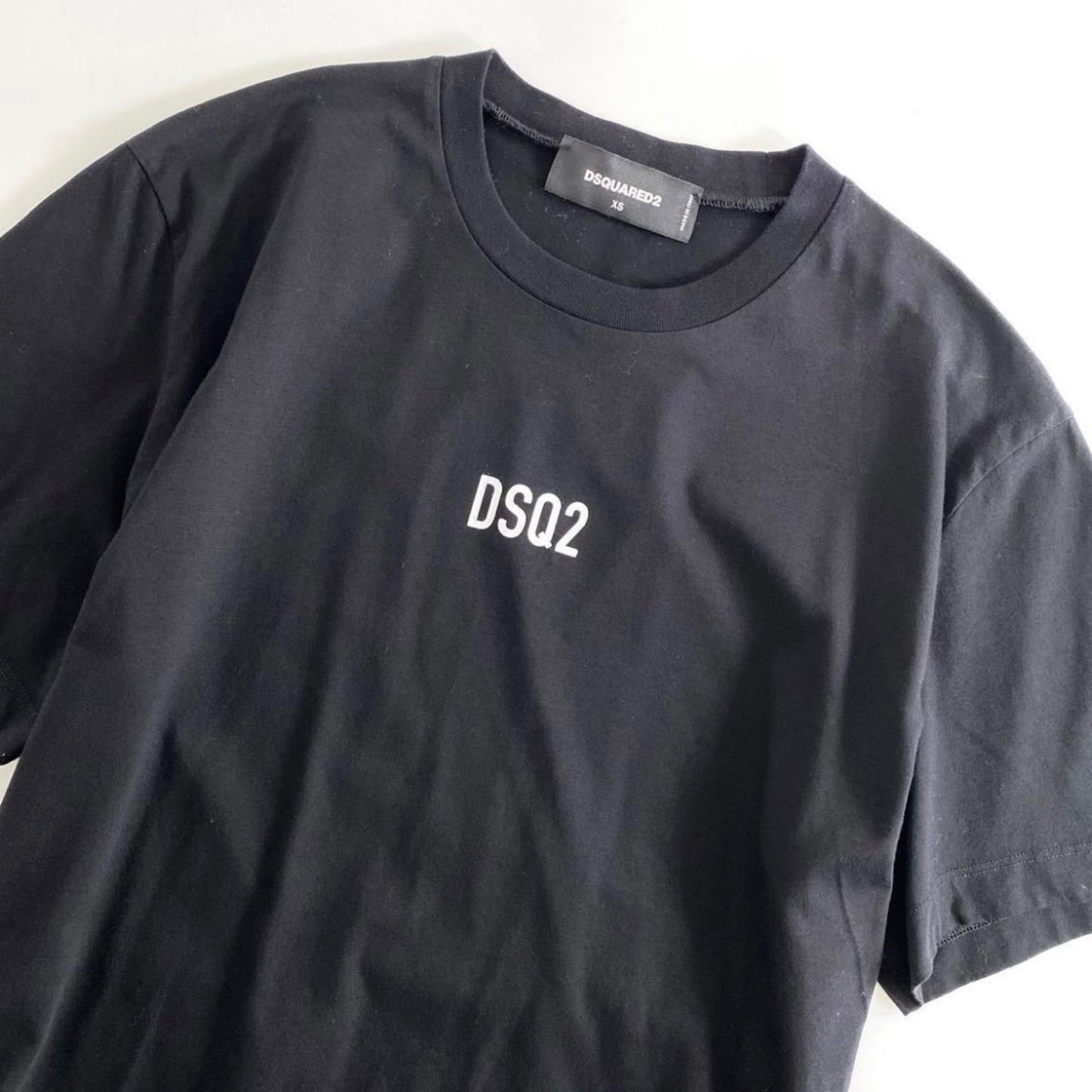 55i27 《美品》 DSQUARED ディースクエアード DSQ2プリント Tシャツ サイズXS 165 ブラック メンズ 半袖 tee カットソー イタリア製