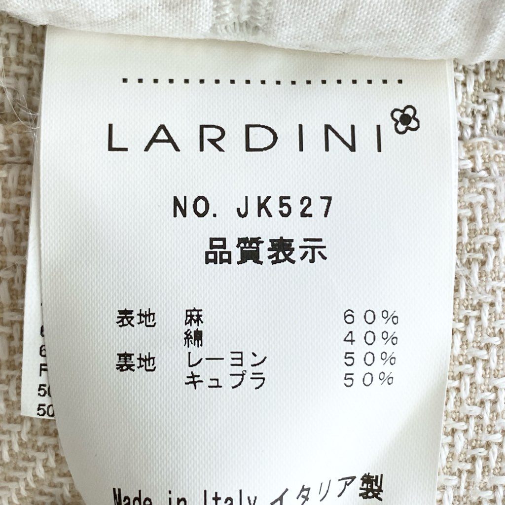 26b25 LARDINI ラルディーニ イタリア製 テーラードジャケット ブレザー サイドベンツ コットンリネン JK527 44 ベージュ クリーム リネン MADE IN ITALY