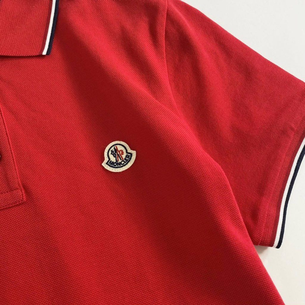 6e19-10 未使用タグ付☆MONCLER モンクレール ロゴワッペンポロシャツ サイズS レッド MAGLIA POLO MANICA C マリアポロマニカ メンズ