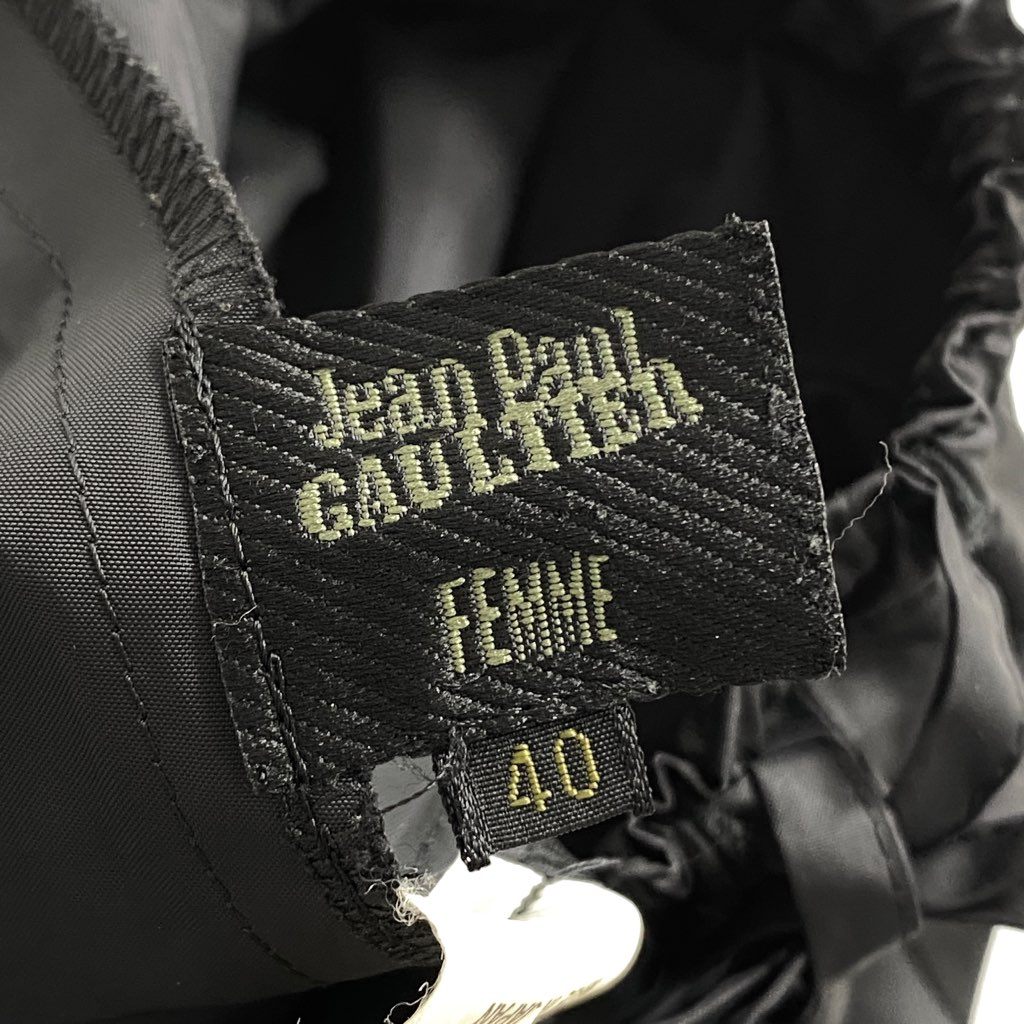 47b5 Jean Paul GAULTIER FEMME ジャンポールゴルチエ ロングスカート フレアスカート 40 ブラック ポリエステル100％ レディース