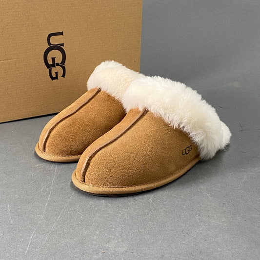 12L6 《極美品》 UGG アグ ボアサンダル 24 ブラウン レディース スカフェットⅡ ルームシューズ スエード