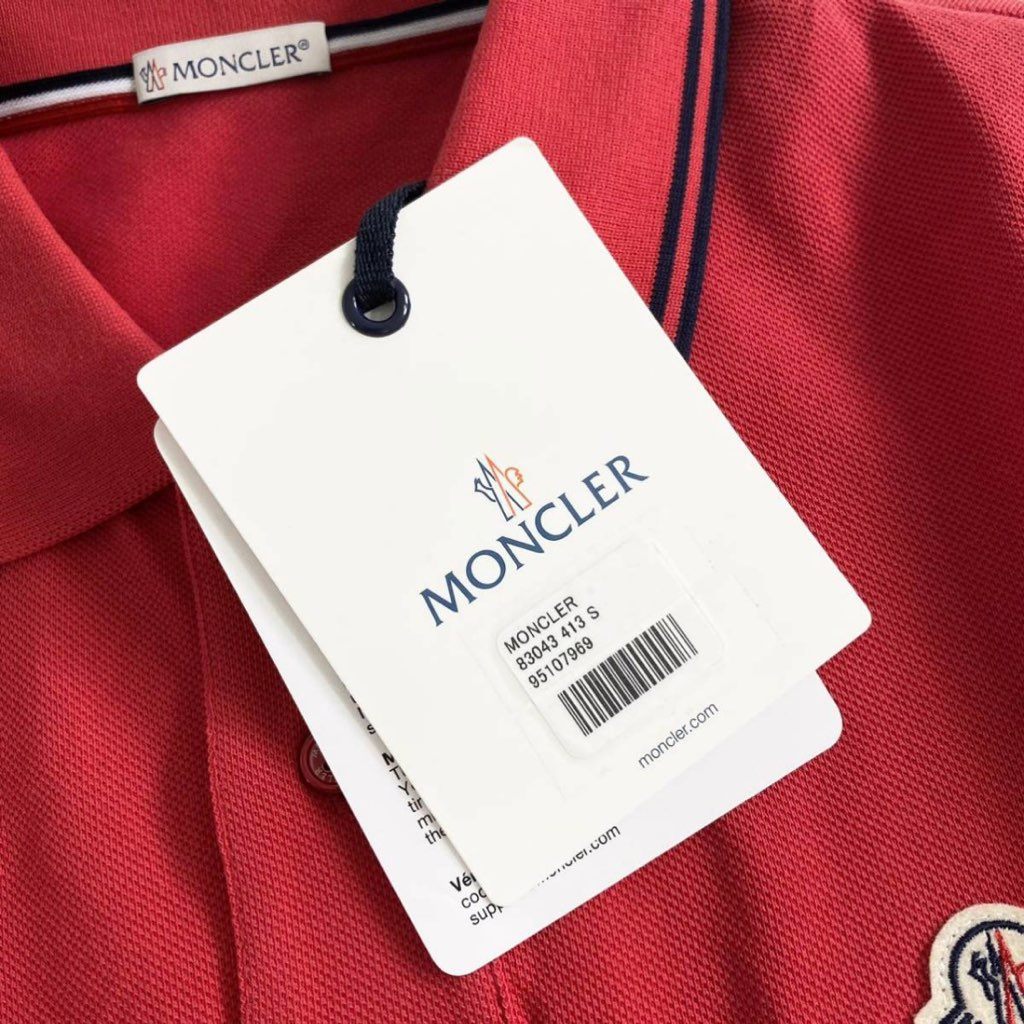 6e19-16 未使用 タグ付☆MONCLER モンクレール ロゴワッペンポロシャツ サイズS レッド  MAGLIA POLO MANICA C マリアポロマニカ メンズ