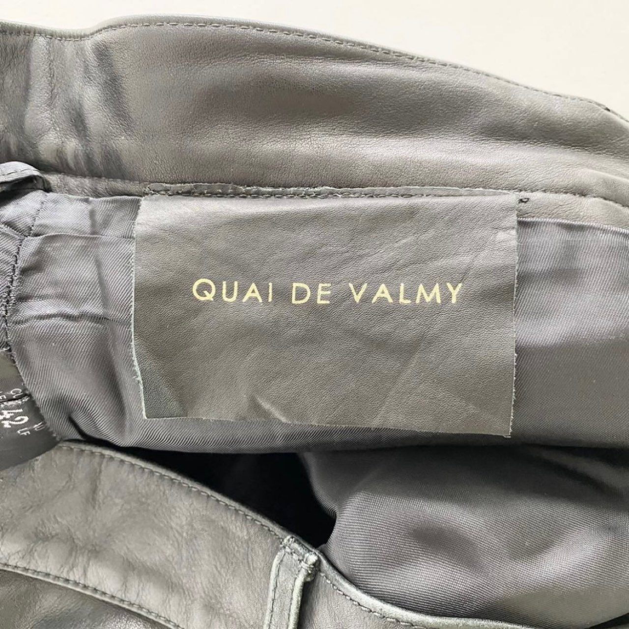 53i12 QUAI DE VALMY ケドゥヴァルミ クロコ切替 レザーパンツ サイズ42 ブラック メンズ 革パン ボトムス LEATHER PANTS フランス製