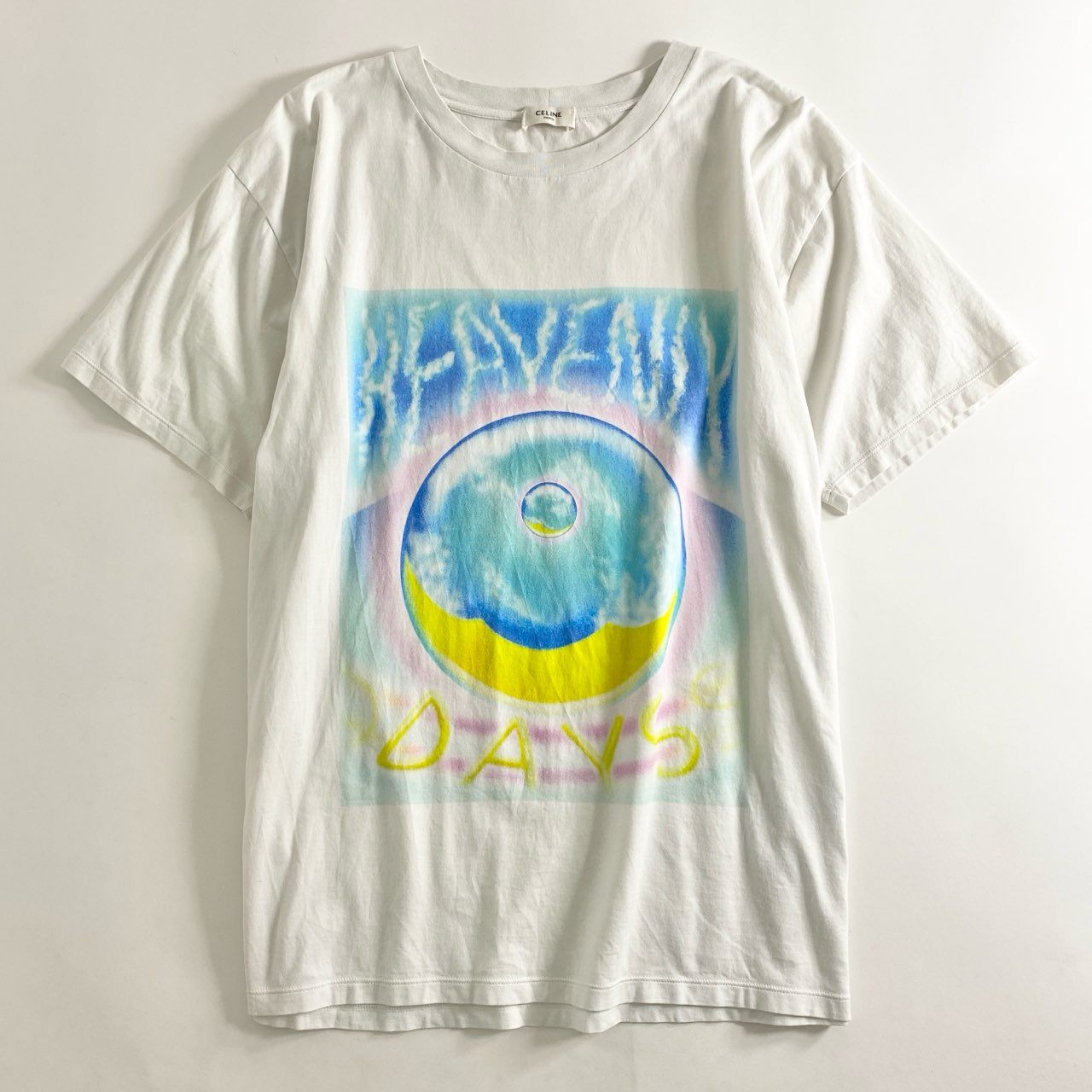 7b26 イタリア製 CELINE セリーヌ マルセロラヴィン HEAVENLY DAYS Tシャツ 半袖カットソー M ホワイト トップス カットソー メンズ