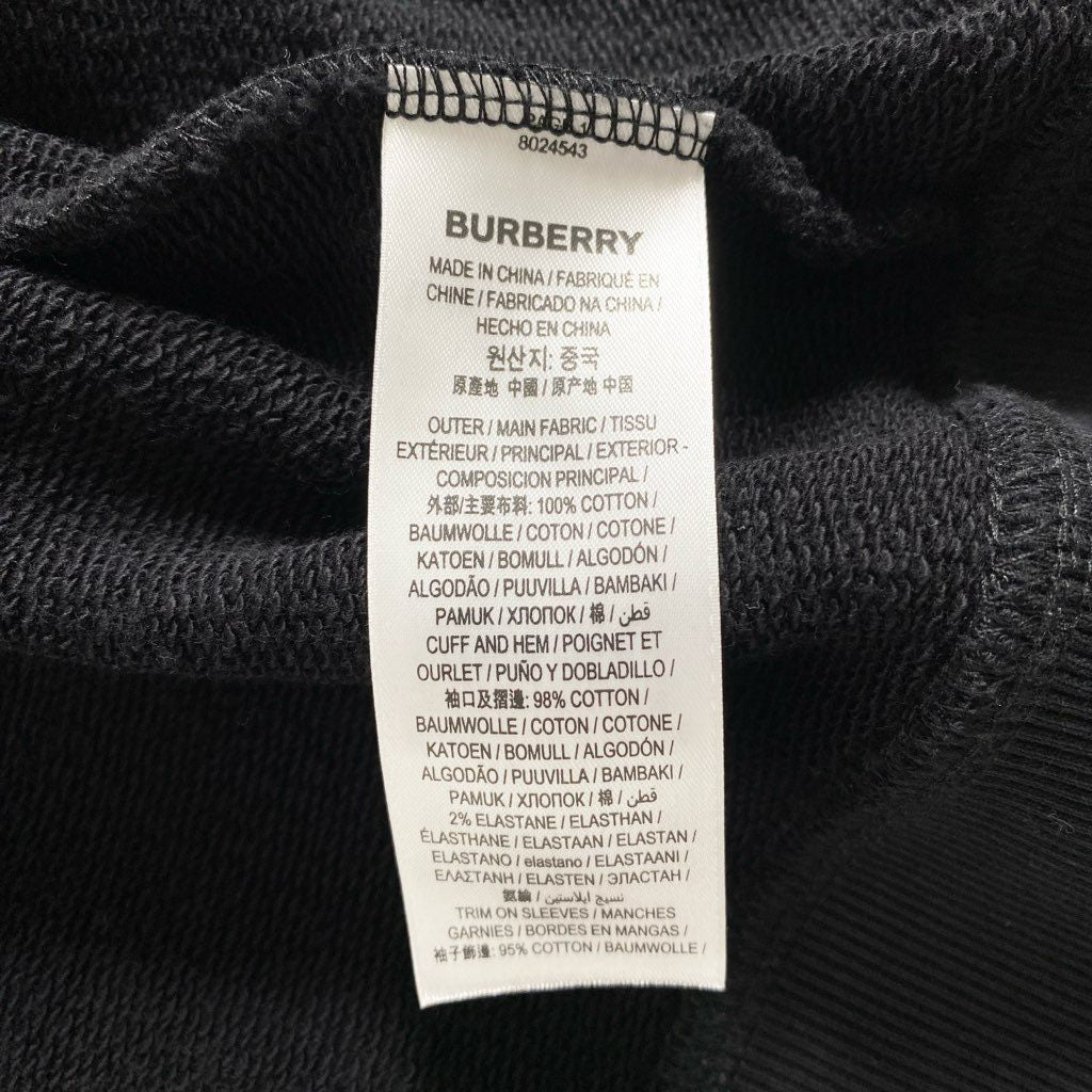 17c2 《美品》 BURBERRY バーバリー Vintage Check Panel Hoodie ノバチェック パーカー M ブラック スウェット