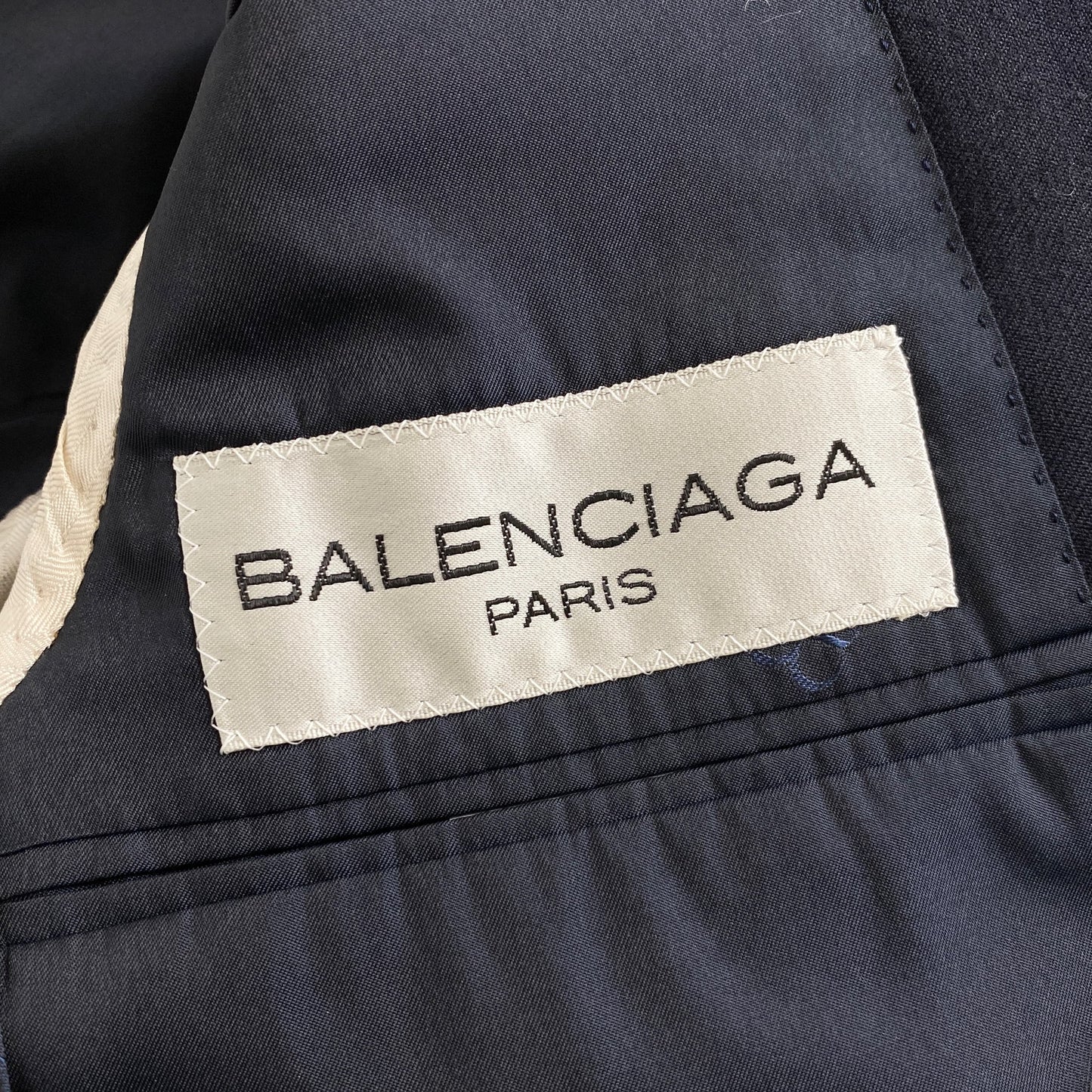 70L5《美品》BALENCIAGA バレンシアガ 2B ヴィンテージ テーラードジャケット A4(S~M相当) ネイビー メンズ