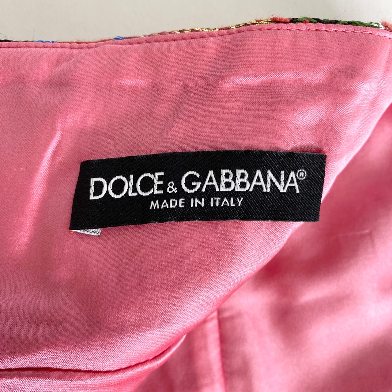 64L7《美品》DOLCE&GABBANA ドルチェアンドガッバーナ 織物 和風スカート 38 M相当 レッド 着物 花柄 D&G ドルガバ