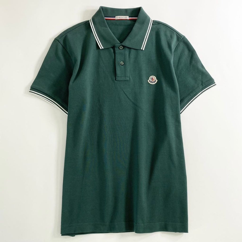 6e19-9 未使用タグ付☆MONCLER モンクレール ロゴワッペンポロシャツ サイズS グリーン MAGLIA POLO MANICA C マリアポロマニカ メンズ