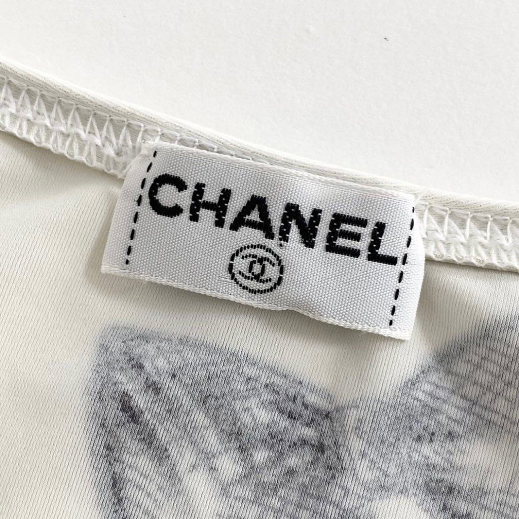 24i22 CHANEL シャネル ホルターネックワンピース マリンウェア サイズ38 ホワイト レディース ヴィンテージ マイヨ素材 ココマーク 水着