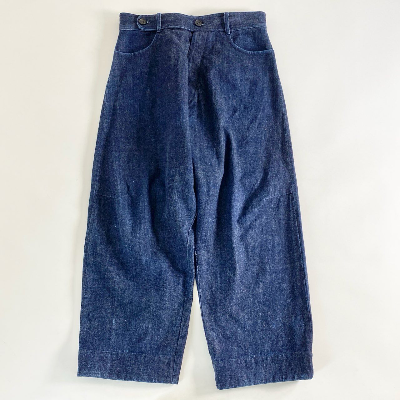 24c12 日本製 O PROJECT オープロジェクト SELVEDGE DENIM TROUSERS デニムパンツ トラウザーパンツ Sサイズ インディゴブルー コットン MADE IN JAPAN