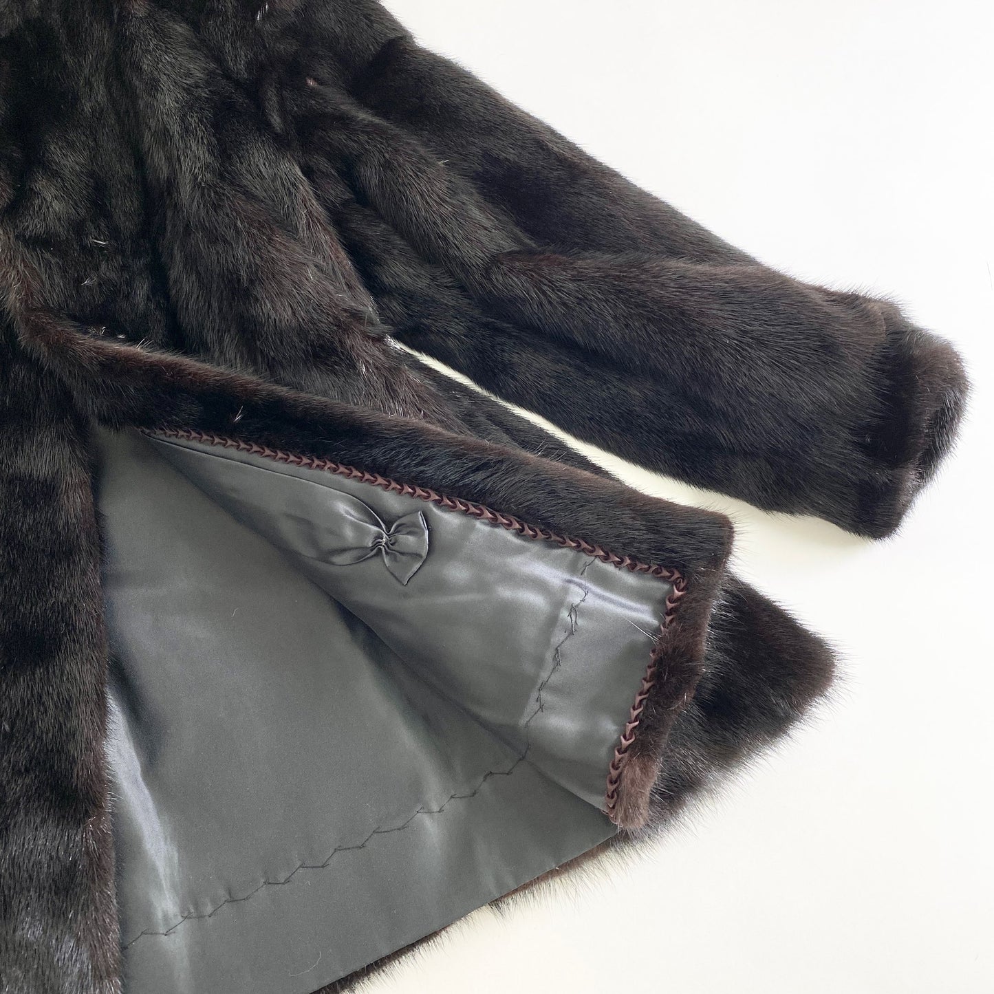 48L25《本毛皮》ミンクファー ミンクコート 毛皮コート ブラック M相当 MINK FUR レディース