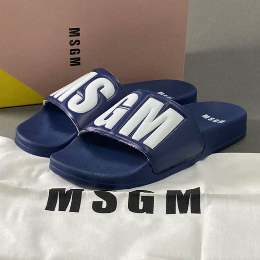 7f26 《美品》 MSGM エムエスジーエム プールサンダル ビーチサンダル シャワー 37 ネイビー スリッパ シューズ イタリア製 箱等付属