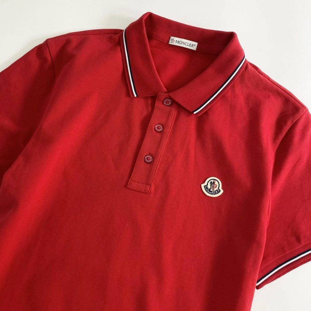 6e19-3 未使用タグ付☆MONCLER モンクレール ロゴワッペンポロシャツ サイズS レッド MAGLIA POLO MANICA C マリアポロマニカ メンズ