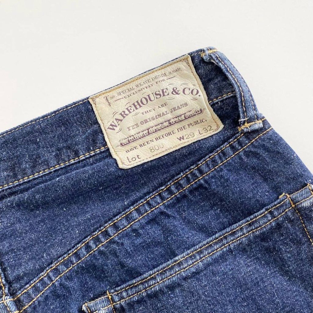 32h21 《美品》 WAREHOUSE ウェアハウス リネン混デニムパンツ サイズ29 インディゴ ジーンズ LINEN DENIM PANTS 日本製 ボトムス ネイビー