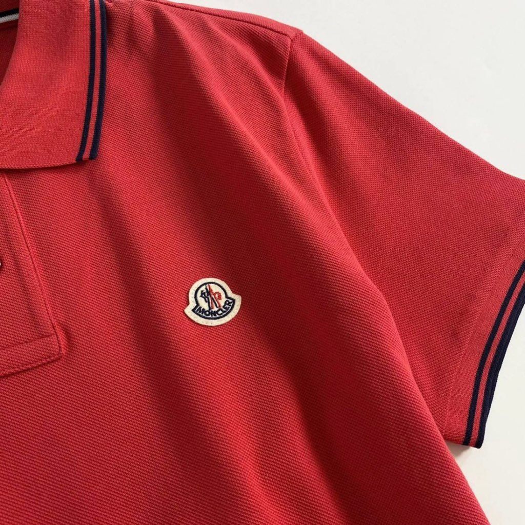 6e19-16 未使用 タグ付☆MONCLER モンクレール ロゴワッペンポロシャツ サイズS レッド  MAGLIA POLO MANICA C マリアポロマニカ メンズ