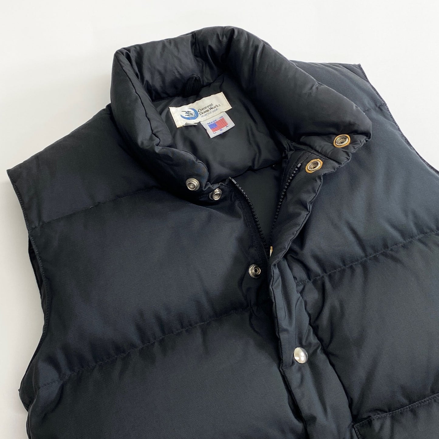 73k12《美品》Crescent Down Works クレセントダウンワークス USA製 グースダウンベスト S ブラック GOOSE DOWN VEST