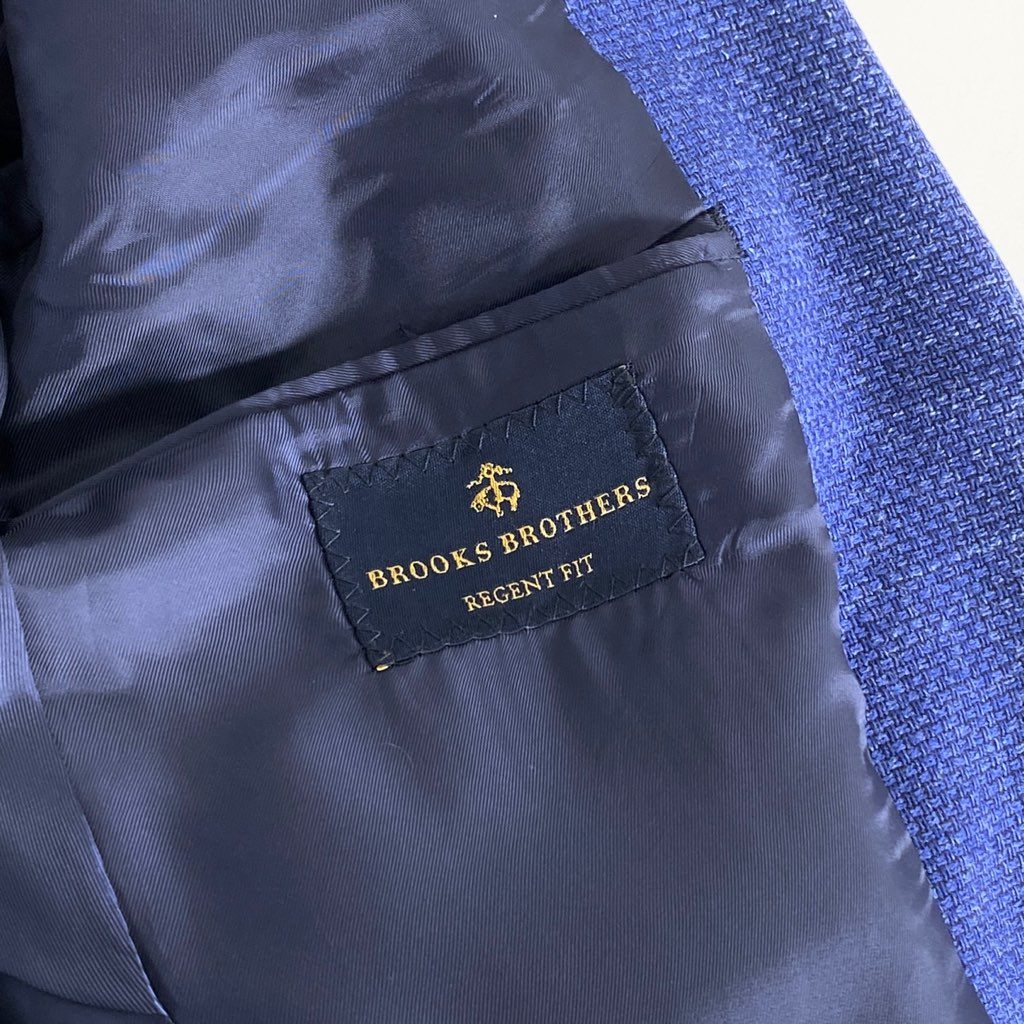 27b11 BROOKS BROTHERS ブルックスブラザーズ シルク混 2Bテーラードジャケット 38 ブルー ブレザー REGENT FIT